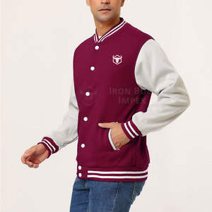 Chaqueta Letterman de alta calidad para hombre con cuello levantado último diseño logotipo frontal recubierto transpirable bajo MOQ - Product Image 3