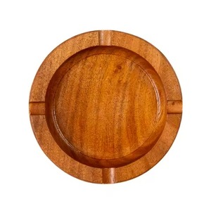 Cendrier rond en bois poli, plateau à cigares économique pour fumer, exclusif - Product Image 1