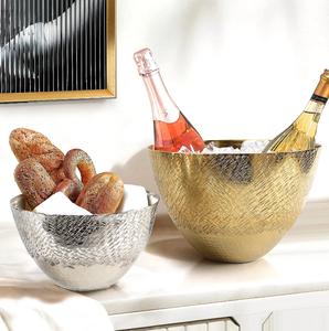 Bol en métal personnalisé en laiton AK en or et argent lot de 2 de grande capacité pour décoration de table et de cuisine - Product Image 1