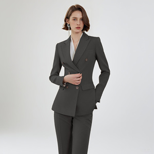 Thời Trang Thoải Mái Mềm Mại Màu Xám <span class=keywords><strong>Blazer</strong></span> Cho Phụ Nữ Đôi Ngực Đóng Cửa Tất Cả Các Mùa Thoáng Khí Spandex Văn Phòng Đảng Mặc - Product Image 3