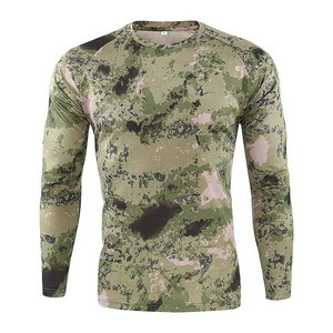 Chemise à manches longues en laine intelligente respirante pour la chasse en montagne, camouflage vert, avec motif d'oiseau en vinyle 3D, respirante et confortable - Product Image 3
