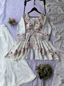 EXCLUSIF ET TENDANCE POUR LA SAISON DES MARIAGES NOTRE HAUT, PANTALON PLAZZO ET DUPATTA BRODÉS DE SEQUENCES - Product Image 5