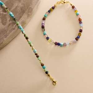 Bracelet de cheville en perles de pierres précieuses facettées pour femme, cadeau de Noël - Product Image 1