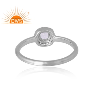 แหวนพลอยสีขาวและควอตซ์คริสตัลสีเงินแท้925ดีไซน์ทันสมัยผู้ผลิตเครื่องประดับตามสั่ง - Product Image 2