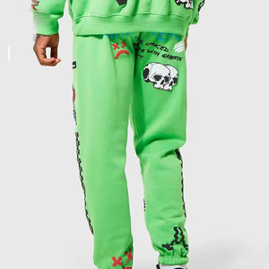 ชุดเสื้อผ้าสตรีทแวร์ฤดูหนาวสำหรับผู้ชาย ผ้าฝ้าย 100% น้ำหนักเบา ชุดเซ็ท 2 ชิ้น เสื้อยืดแขนสั้น กางเกงขายาว - Product Image 5