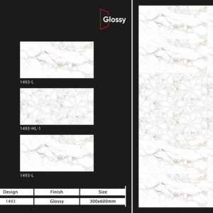 Revêtement mural en carreaux de céramique 300x600mm pour salle de bain et cuisine, finition brillante, mate, effet sucre, design mural intérieur luxueux - Product Image 1