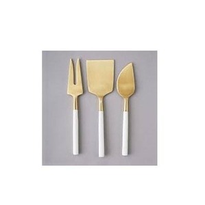 Meilleure qualité en laiton coupe-fromage couteaux fourchette ensemble résine poignée pour hôtel ustensiles de cuisine dessus de table gâteau serveur ensemble 3 pièces ensemble - Product Image 1