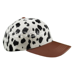 Gorra de Béisbol de Cuero con Pelo de Vaca, Estampado de Vaca Occidental, Ajustable - Product Image 3