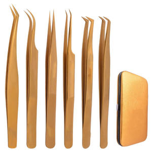 Pinzas para pestañas de acero inoxidable de gran venta, juego de 6 piezas, Punta puntiaguda, material de baja tasa y alta calidad, servicios OEM y ODM - Product Image 1
