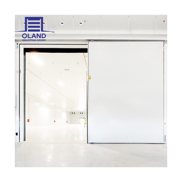 Wholesale Electric Sliding Full-buried PU Insulated Self-close Cold Storage Cold Room Door with Galvanized Steel Surface