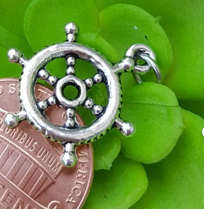 Handmade Magic Silver <b>Ship</b> Steering <b>Wheel</b> Pendant Charm, Boat Charms, Antique Silver Sailing Jewelry <b>Wheel</b> Handmade Decor - Product Image 2