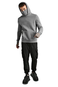 Sweat à capuche unisexe 2026 de haute qualité, personnalisé, style streetwear, hiver, 100 % coton, couleur unie, avec masque intégré pour homme - Product Image 5