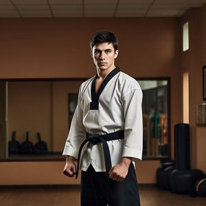 Alta calidad Blanco cuello en V artes marciales Taekwondo uniforme ligero estiramiento Fitness deportes equipo - Product Image 3