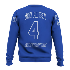 Zeta Phi รุ่นเบต้า1920เสื้อกันหนาวคอกลมสำหรับผู้หญิงสีฟ้าเสื้อสวมหัวผ้าฝ้าย100% ปักโลโก้ด้านหน้าแบบกรีกสำหรับใส่ในฤดูหนาว - Product Image 2