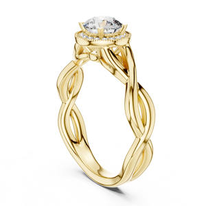 Anillo de compromiso de diamante de laboratorio de oro sólido de 14K, Diamante de corte redondo de moda para regalo de fiesta de aniversario de boda - Product Image 5