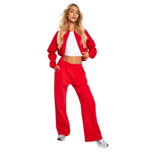Nouvelle arrivée de costume de jogging deux pièces décontracté pour femmes du fournisseur direct d'usine haut de rue avec service OEM de courte durée - Product Image 6