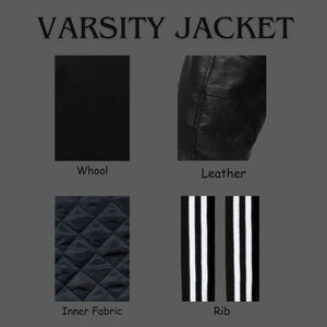 Chaqueta universitaria blanca y negra Chaqueta universitaria lisa con mangas en contraste, perfecta para logotipos personalizados - Product Image 5