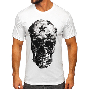 Camiseta de Hombre 100% Algodón Estampada, Blanca, Transpirable, con Serigrafía, Diseño Sólido para Primavera/Verano - Product Image 1