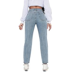 Jeans Rectos de Mezclilla para Mujer al por Mayor, Tallas Personalizadas, Transpirables, de Poliéster/Algodón Azul, a Precio Razonable - Product Image 2