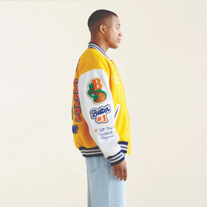 Haute Qualité Personnalisable Hommes Laine Baseball Bomber Varsity Veste Hiver Stand À Capuche Brodé De Marque High Street - Product Image 4