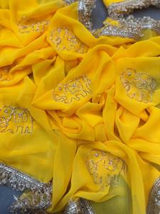 ส่าหรีผ้าไหมลายดอกไม้ทำมือสุดหรูพร้อมผ้าลูกไม้จีบสไตล์ชาติพันธุ์สำหรับงานแต่งงาน - Product Image 5