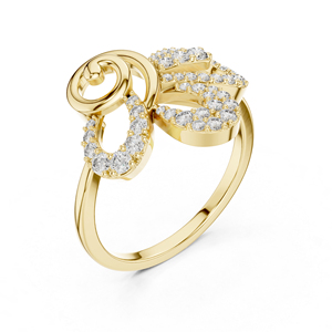 แหวนเพชรทรงกลมสีเหลืองทอง 14K สำหรับผู้หญิง |   ชุดออกงาน |   เพชรที่เพาะเลี้ยงใหม่ - Product Image 5