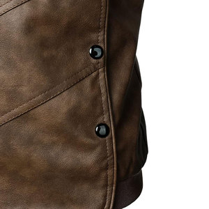 Vestes de bombardier en peau de vache pour hommes à la mode de High Street enduites pour l'hiver Logo personnalisé Position avant col montant quantité minimale de commande bas - Product Image 5