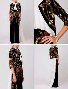 Veste élégante en soie et lin avec broderie lourde Belles perles de cristal et pierre de verre Resham Work 2023 Party Wear - Product Image 2