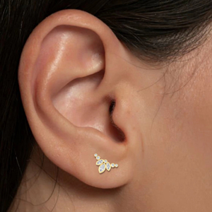 Vente en gros de boucles d'oreilles marquises et diamants ronds en or 14 carats à filetage interne bijoux piercing à bas quantité minimale de commande fournisseur d'usine - Product Image 1