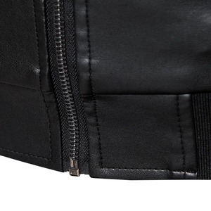 2024 invierno Casual sólido hombres PU chaqueta de cuero de imitación de gamuza cálida con cuello levantado lona y ajuste de piel de vaca para motocicleta - Product Image 4