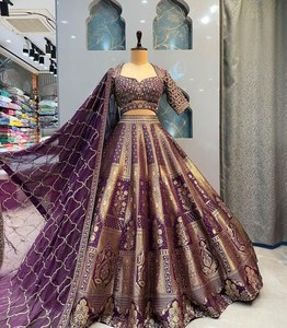 "Telas Lehenga lisas tejidas transpirables para niñas para la temporada de Bodas" - Product Image 3