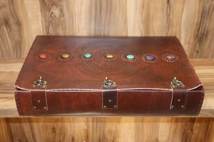 Unique Seven Stone Embossed Leather Brass C Lock <b>Journal</b> Stone Book Dairy with Wood Free Handmade Deckle Edge Paper - Product Image 5