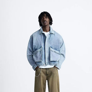 เสื้อแจ็กเก็ตผ้าเดนิมโอเวอร์ไซส์สำหรับผู้ชายและ100% ลำลองมีกระดุมแบบดั้งเดิมเสื้อแจ็คเก็ตผ้ายีนส์ทรงสลิมฟิต - Product Image 4