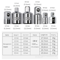 Clé à cliquet adaptateur de douille réducteur convertisseur ensemble 1/2 "3/8" 1/4 "Kit d'outils à main Crv outils électriques en acier