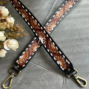 สายหนังแท้ใหม่สำหรับเปลี่ยนสายคล้องกระเป๋าแบบตะวันตกที่ถอดออกได้สายคล้องกีตาร์/กล้องพร้อมสแน็ปทองเหลือง - Product Image 1