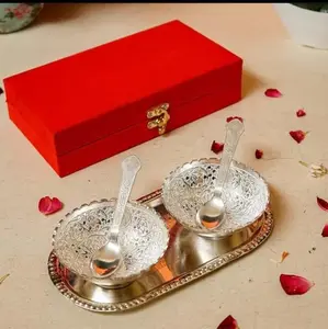 Benzersiz Trendy ev dekoratif yemek masası kase kaşık ve tepsi seti alman gümüş kase seti gümüş kaplama kase