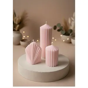 Handmade Modern Geometric Shaped Decorative Wax Candle Set for Home Holiday Decor Custom Scented for Halloween DIY Pillar - Product Image 1