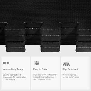 BalanceFrom Fitness Tappetino per Esercizi in Schiuma EVA Interconnessa da 24 Piedi Quadrati, Tappetino per Ginnastica in PVC con Funzione Portatile, Nero - Product Image 3