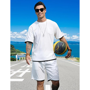 Ensemble de gymnastique pour hommes en deux pièces de haute qualité T-shirt et short respirants Ajustement confortable pour les vêtements de sport d'été Activités de plein air - Product Image 4