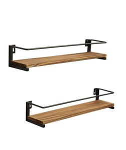 Spice <b>Rack</b> Wall Mounted, Rustic <b>Wood</b> Hanging <b>Rack</b> for Over The Stove, Kitchen Wall, 2 Pack - Product Image 1