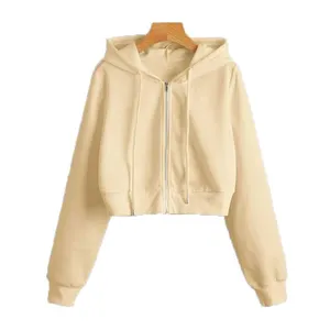 Wholesale Women Ladies Crop Tops 2023 custom croptop hoodie set women zip up comfy fleece pullover women hoodies