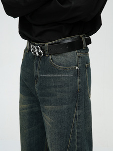 กางเกงยีนส์ทรงขาบานแฟชั่นผู้ชายขายส่งสุดฮิต สไตล์สตรีทแวร์ กางเกงทรงหลวมคุณภาพสูง สีดำ - Product Image 5