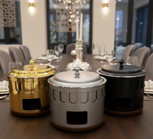 Casserole de qualité supérieure, finition dorée moderne, écologique, réchauffeur de nourriture, métal, collection du Moyen-Orient, utilisation du Ramadan - Product Image 4