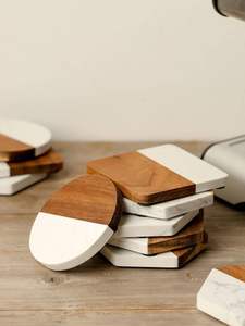 จานรองแก้วไม้หินอ่อนทรงกลมสำหรับเครื่องดื่มที่บ้านสำนักงานหรือบ้านโรงแรมอุ่นสำหรับโต๊ะใช้วางถ้วยและที่วางเครื่องดื่มทันสมัย - Product Image 3