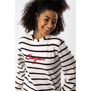 Sweat-shirt rembourré à l'avant avec broderie rayée - Product Image 4