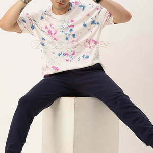 T-shirt tie-dye pour hommes, tenue décontractée, haut d'été avec impression colorée, tissu 100% coton, t-shirt tie-dye - Product Image 6