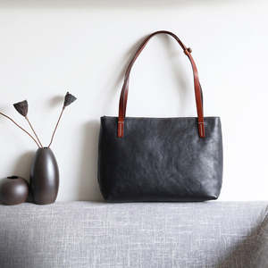 Bolso de hombro de cuero genuino con estilo ALW para mujer, gran capacidad, cremallera, cadenas con cordón abierto para el trabajo, oficina, uso diario, OEM - Product Image 1