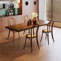 Table à manger rectangulaire en bois massif de noyer, style minimaliste moderne, avec pieds en acrylique, ensemble de salle à manger personnalisable pour la maison et le salon