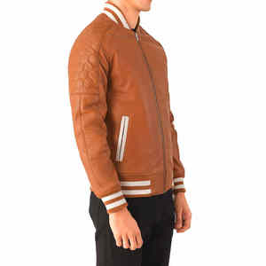 Veste Letterman en toile respirante de haute qualité, corps en laine, manches en cuir véritable, style vintage, vêtement d'hiver élégant et tendance pour - Product Image 3