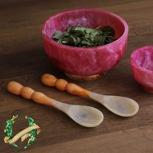 Handcrafted Eco-Friendly Vintage Style <b>Fruit</b> Bowl Salad Spoon Servers Restaurant Use Natural Creations Inc Made From Mango <b>Wood</b> - Product Image 2